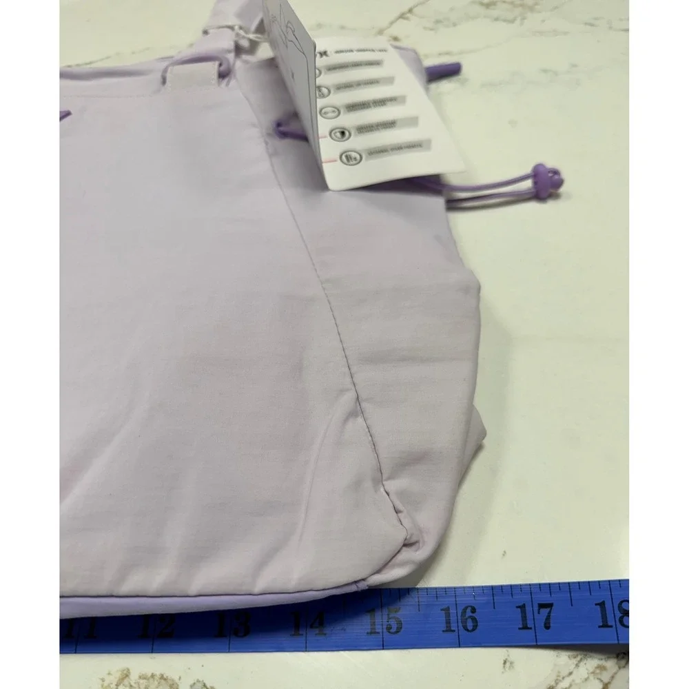 Hurley Horizon Shopper Tote Bag Lavender Drawstring Side‎ Crossbody Strap